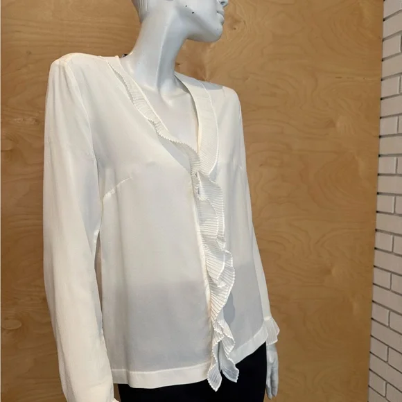 Sandro Ivory Ruffle Blouse - Picture 1 of 11